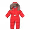 -30 Rus Kış Snowsuit 2021 Erkek Bebek Aşağı Ceket 80% Ördek Aşağı Açık Bebek Giysileri Kız Çocuklar için Tırmanma Tumru 2 ~ 6 Y H0909