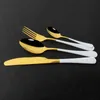 24pcs Black Mirror Dinnerware Set Stainless Steel Cutlery Fork Knife Spoon Tableware Flatware Silverware Gift Box 210928
