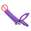 Silicone Penis Vibrators for Men Double Penetration Strap on Vibrating Ring Sex Toys