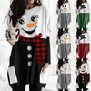 Snowman Long Rleeves Tops Matters Cute Pocket Plus Size Damskie Długie moda drukarnia T Shirt Christmas 24lh K2