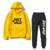 2 stycken sätter tracksuit män rapper juice wrld hooded sweatshirt byxor pullover hoodie sportkläder svett kostym casual sportuits y0831