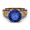 Cluster ringen blauwe saffier bloem ring massief 14K gouden vinger diamant Bizuteria Peridot Anillos de edelsteen Ruby 1 Cirle voor Women330r