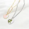 2021 Retro Heart Gossip Tai Chi Splicing Necklace Simple Pink Green Yin Yang Gossip Necklaces for Women Girls Trendy Jewelry