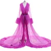 Dentelle Sexy maille transparente femmes Tulle Maxi robe maternité à manches longues robe pour les accessoires de photographie plage avant fendu vêtements 2021 AA220309