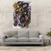 Fiore Teschio Tatuaggio giapponese Poster Bandiera Banner Decorazione domestica Bandiera appesa 4 Gromments negli angoli 3 * 5FT 96 * 144 cm Pittura Wall Art Print Poster