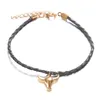 Charm Bracelets DANZE 4 Pcs/Set Punk Gold Silver Cow Head For Men Women Handmade Animal Woven Leather Bracelet Couple Jewelry