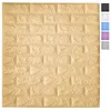 ART3D 5パックの皮とスティックの3Dの壁紙パネルの内部壁の装飾の自己接着性の泡立てれた泡立ての壁紙黄色のカバー29平方フィート