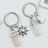 Vintage Sun Moon Face Key Ring Celestial Crescent Polar KeyRings Charms Powder Crystal Opal Necklace Pendant Alla hjärtans dag Gåvor Daw123