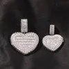 2021 Witte Gouden Custom Photo Love Heart Openbare Raket Hanger Ketting Iced Out Out Cubic Zirconia Gepersonaliseerde Memorial Sieraden Valentine Geschenken voor Vrouwen Minnaars