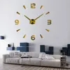 Väggklockor diy akryl spegel stor klocka modern design kvarts 3d klistermärken dekorativ klocka reloj de pared vardagsrum klok konst