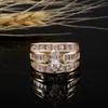 Vigselringar Mode Smycken Solid Charm Round Large Crystal Ring Natural Zircon Gemstones Classic European och American