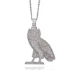 Fashion Hip Hop Jewelry OWL Pendant Necklace with Chain White Gold Filled Micro Pave CZ Zricon Necklace Rapper Accessories ins 2461