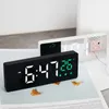 Digital väckarklocka Spegel LED Nattlampor Termometer Vägglampa Kvadratrektangel Multi-Function Desk S USB 210804