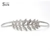 Belts 2021 High Quality Waistband Chain Fashion Women Elastic Metal Belt Vintage Leaf Gold Silver Skinny BL08