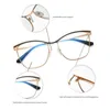 Mode Solglasögon Ramar Vintage Square Anti Blue Light Glasses Kvinnor Designer Metall Stor Frame Optisk Glasögon Rensa lins