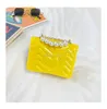 Kids Designer Jelly Handbag luxurys Girls Metal letter square Bag Children pearl chain Messenger Bags Princess Change Purse B042