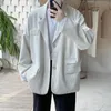 남자 양복 블레이저 2022 캐주얼 블레이저 남자 코듀로이 아빠 옷 재킷 트렌디 한 느슨한 스트리트웨어 라글란 슬리브 빈티지 복장 검은 흰색 베이지