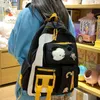 Mochila estilo à prova d 'água menina harajuku kawaii nylon mulheres saco de escola senhora faculdade estudante pin badge livro novo 1119