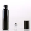 香水のための鋼鉄金属ローラーボールが付いているボトルバイアルの5ml 10mlの黒い紫外線エッセンシャルオイルロール
