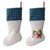 Sublimation Buffalo Plaid Christmas Stocking 4 Colors Blank Halloween Candy Socks Santa Gift Bag Xmas Tree Oranment