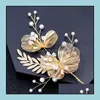 Clips Schmuck Schmuckelegante handgemachte goldene Blume Clip Haarspangen Braut Kopfschmuck Hochzeit Abendessen Kleid Haar Accessoires Drop Lieferung 2021