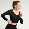 Moda Gradient Bez Szwu Sport Koszulki Kobiety Hollow Out Długi Rękaw Running Crop Top Woman Tie-barwnik Joga Ropa Deportiva Mujer 210514