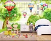 Murais Personalizados Papéis de Parede 3D Papel de Parede Modern Linda Floresta de Desenhos animados Floresta Balão Estilo Pastoral Room Infantil Pintura Papers Decoração