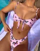 Bikini sexy split damesbadpak vlinderprint knoop BEET