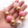 collana di perline rosa per bambini collana di gomma da masticare multicolore moda per ragazze gioielli in corda regolabile per regalo di compleanno per ragazze