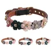 Cat Collars & Leads Flowers Pet Dog Collar PU Leather Small Flower Chain Neck Strap For Middle Large Animal Teddy