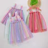 Abiti estivi Abbigliamento per bambini Vestiti per ragazze Fionda per bambini Rainbow Mesh Baby Girl 210528