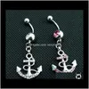 Bell Body D0438 Anchor Style Knapp Ringar Blanda Färger Navel Belly Ring, Kropp Piercing Smycken Drop Leverans 2021 Missl