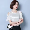 Solid Short Sleeve O-neck Women Clothing Cold Off Shoulder Blouse Tops and White Blusas 4880 50 210521