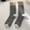 Thick Knit Thermal Terry Socks White Black Cozy Winter Hosiery For Women Girl Geometry Pattern