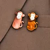 Корейский мультфильм милый арт маленькая обезьяна Брошь ветви дерева листьев животных броши для женщин девушки хиджабские пинты ювелирные изделия