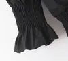 summer pelpum tunic blouse tops women ruffle chic black shirt vintage v neck pearl button beach 210427