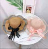 Summer Women Straw Hat Big Bowknot Wide Brim Floppy Panama Hats Female Lady Outdoor Foldable Beach Sun Cap G220301
