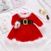 1-6y Dzieci Baby Girls Red Velvet Tutu Dress Christmas Party Girls Princess Formalne sukienki Jesień Zima Baby Ubrania Stroje Q0716