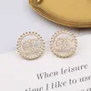 Simple 18K Gold Plated 925 Silver Luxury Brand Designers Letters Stud Geometric Famous Women Round Crystal Rhinestone Pearl Earring Wedding Party Jewerlry MM1121