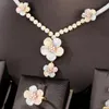 Orecchini Collana Blachette Dolci Fiori Romantici Bracciale Orecchino Anello 4PCS Cubic Zirconia Matrimonio Nobile Set di gioielli alla moda