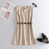 Womens pu vestido de couro sexy sem mangas mini outono roupas roupas elegante cinto vestidos mujer 210421