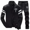 Casual Trainingspak Mannen Sets Jogging Sportkleding Rits Stand Kraag 2 Stuk + Broek Outfit Kwaliteit Overalls Sportschalen Mens 210806