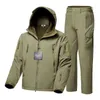 TAD Giacche tattiche Imposta uomo Giacca soft shell in pelle di squalo Army Tuta da caccia mimetica antivento Giacca da trekking militare maschile + pantaloni G1217