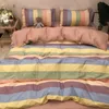 Conjuntos de cama Moda Arco-íris Conjunto de poliéster algodão liso lenço de cama roupa de cama de roupa de cama coreano 220x240 COBRETER COBRETER BEDCLÓRES