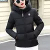 Gentillove Vinterparkas Kvinnor Coat Jacket Hooded Tjock Varm Korta Ytterkläder Kvinna Slim Bomull Polded Basic Tops Outwear 210927
