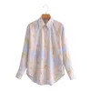 Primavera Mulheres Verão Tie-tingido blusa manga longa tops e blusas vintage mulheres camisas blusas roupá feminina 210520
