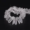 15.5"strand Natura Clear White Quartz Top Drilled Point Loose Beads,Raw Crystal Stick Graduated Pendant Beads Jewelry