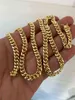 Real 10k Gelbgold überzogene Mens Miami Kubanische Gliederkette Halskette dicke 6mm Box Lock H1027