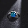 Magic Desing Color Change Mood Stone Antika Silverpläterade Brass Ringar Till Salu