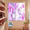 3d violet rose fleur imprimé rideau occultant pour petites fenêtres épaissir tissu chambre rideaux courts enfants chambre BE-C057 rideaux